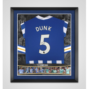 Lewis Dunk Signed Brighton Home 2021/22 Shirt - Deluxe Frame