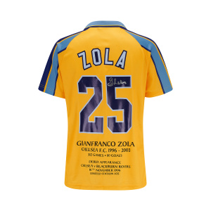 Gianfranco Zola 1996-1997 Chelsea Signed Shirt - Stats