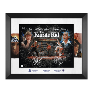 Ralph Macchio, William Zabka & Marty Kove Autographed The Karate Kid 16x20 Photo Display