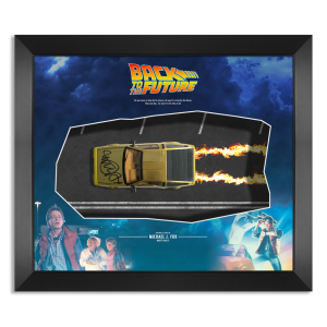 Michael J. Fox Autographed Back to the Future 1:18 Scale Die-Cast Gold DeLorean