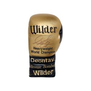 Deontay Wilder Signed Glove - Gold & Black 2