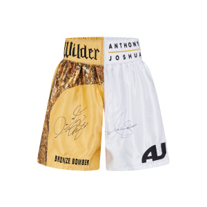 Deontay Wilder & Anthony Joshua Signed Trunks