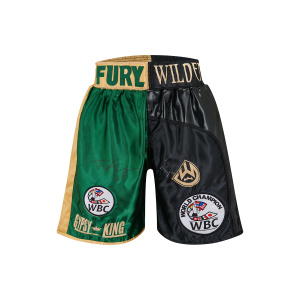 Deontay Wilder & Tyson Fury Signed Trunks 2