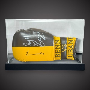 Nigel Benn and Chris Eubank Dual Signed Glove in Display Case with COA