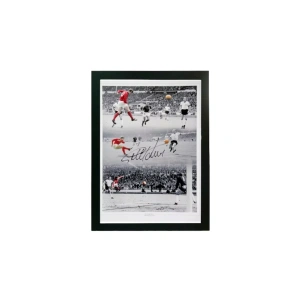 SIR GEOFF HURST FRAMED & SIGNED ENGLAND 66 FINAL 3 GOAL MONTAGE PHOTO