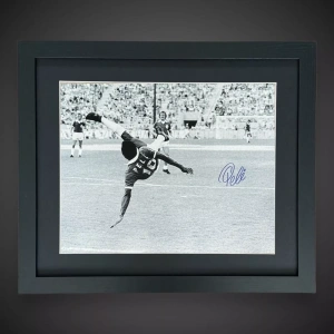 Pele Hand Signed And Framed Photo Overhead Kick With COA