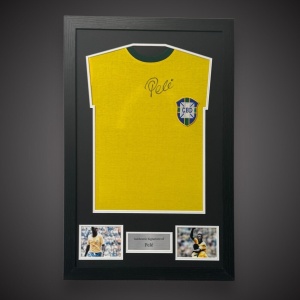 Framed Pele Brazil Front Signed Shirt