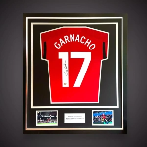 Alejandro Garnacho Signed Manchester United Deluxe Framed Shirt With COA