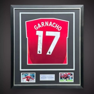 Alejandro Garnacho Signed Manchester United Deluxe Framed Shirt With COA