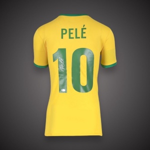 Pele Signed name and number 1970 Brazil shirt
