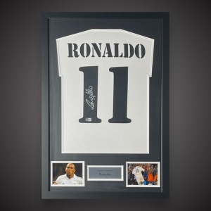 Ronaldo Nazario Signed Framed Real Madrid Shirt