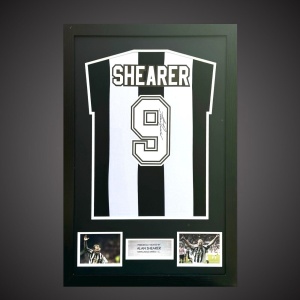 Alan Shearer Hand Signed Framed Newcastle Football Shirt