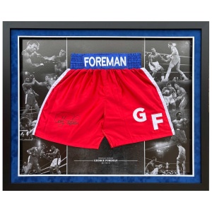 George Foreman Signed Trunks - Framed